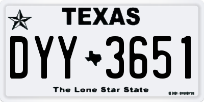 TX license plate DYY3651