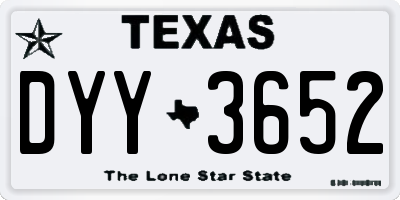 TX license plate DYY3652