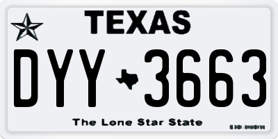 TX license plate DYY3663