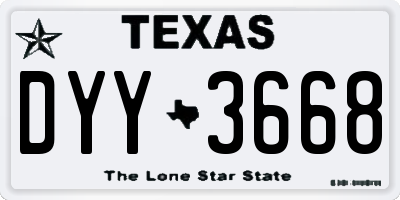 TX license plate DYY3668