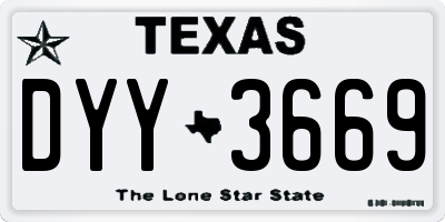 TX license plate DYY3669