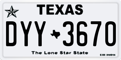 TX license plate DYY3670