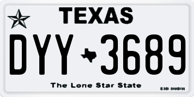 TX license plate DYY3689