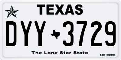 TX license plate DYY3729