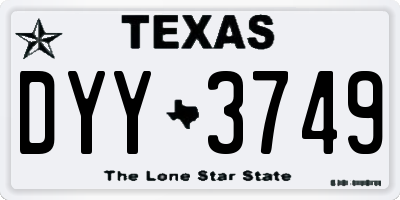 TX license plate DYY3749