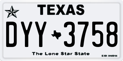 TX license plate DYY3758