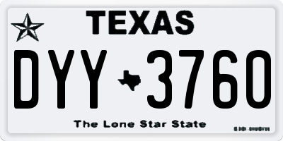 TX license plate DYY3760