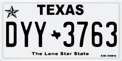 TX license plate DYY3763