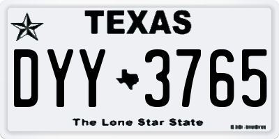 TX license plate DYY3765