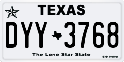 TX license plate DYY3768