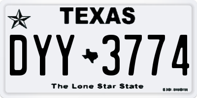 TX license plate DYY3774