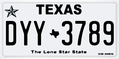 TX license plate DYY3789