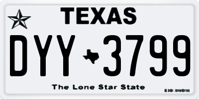 TX license plate DYY3799