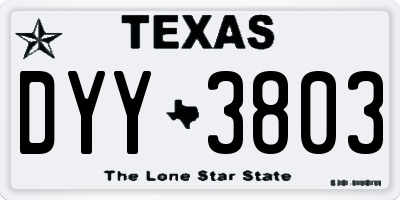 TX license plate DYY3803