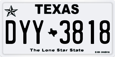 TX license plate DYY3818
