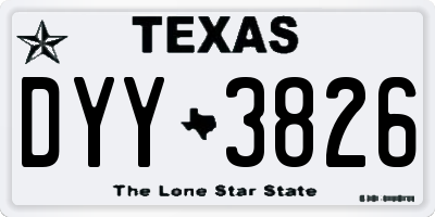 TX license plate DYY3826