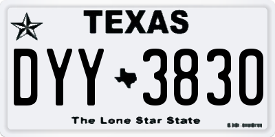 TX license plate DYY3830