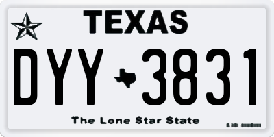 TX license plate DYY3831
