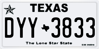 TX license plate DYY3833