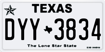 TX license plate DYY3834