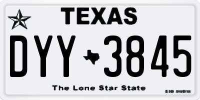 TX license plate DYY3845