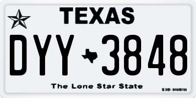 TX license plate DYY3848