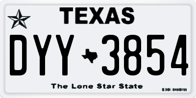 TX license plate DYY3854