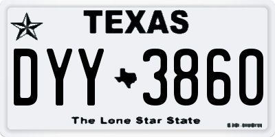 TX license plate DYY3860