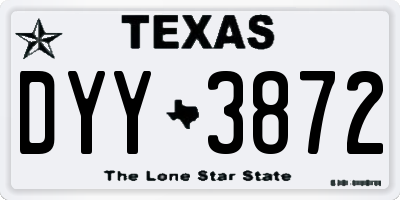 TX license plate DYY3872