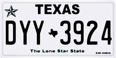 TX license plate DYY3924