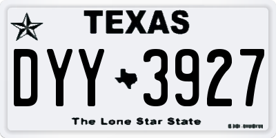 TX license plate DYY3927
