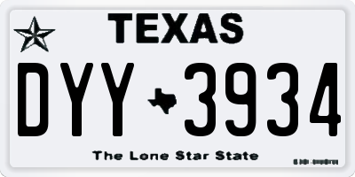 TX license plate DYY3934