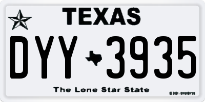 TX license plate DYY3935