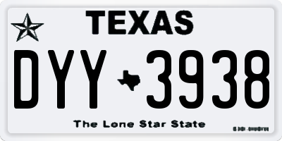 TX license plate DYY3938