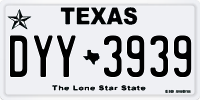 TX license plate DYY3939