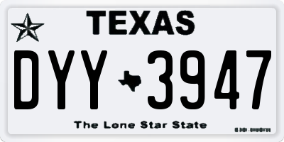 TX license plate DYY3947