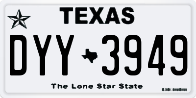 TX license plate DYY3949