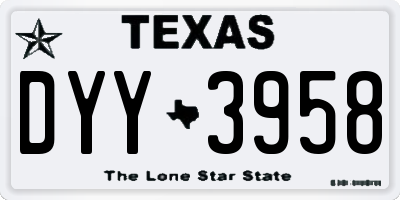 TX license plate DYY3958