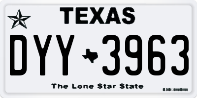 TX license plate DYY3963