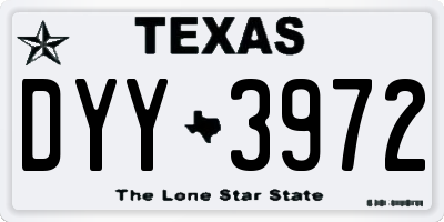 TX license plate DYY3972