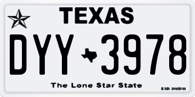 TX license plate DYY3978