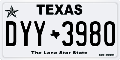 TX license plate DYY3980