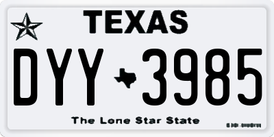 TX license plate DYY3985