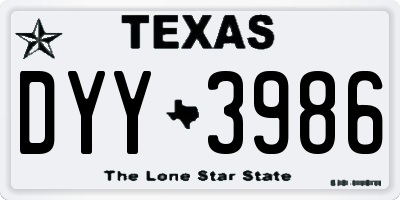 TX license plate DYY3986