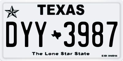 TX license plate DYY3987