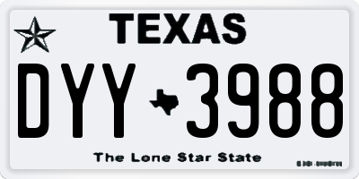 TX license plate DYY3988