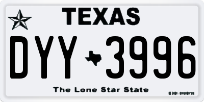 TX license plate DYY3996