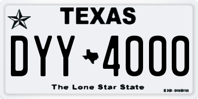 TX license plate DYY4000