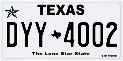 TX license plate DYY4002
