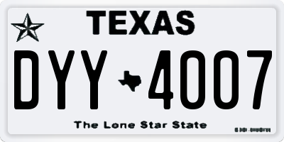 TX license plate DYY4007